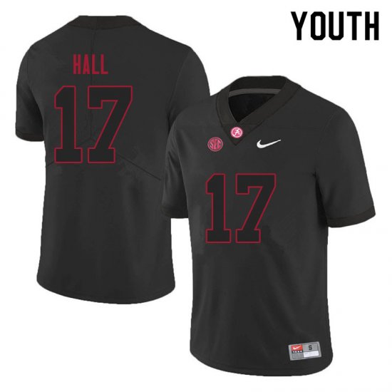 NCAA Youth Alabama Crimson Tide #17 Agiye Hall Stitched College 2021 Nike Authentic Black Football Jersey NA17H66OF